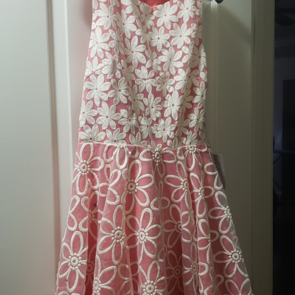 Kaya & Sloane  Melon/ white Fit & Flare Dress